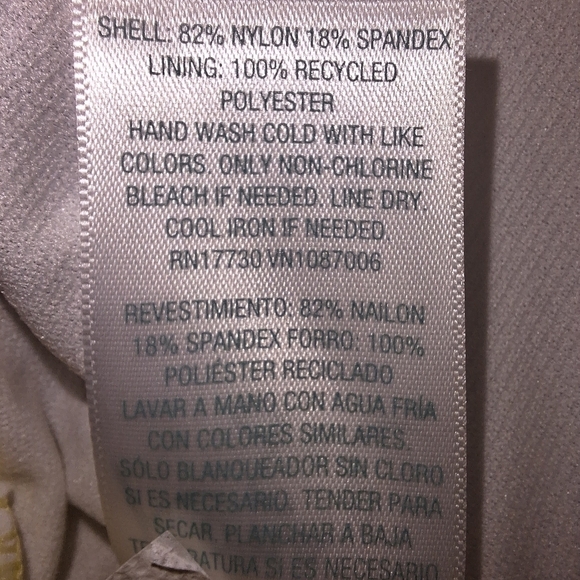 A Kona Sol yellow striped one-piece bikini in a size medium with shoulder ties. - Picture 3 of 4